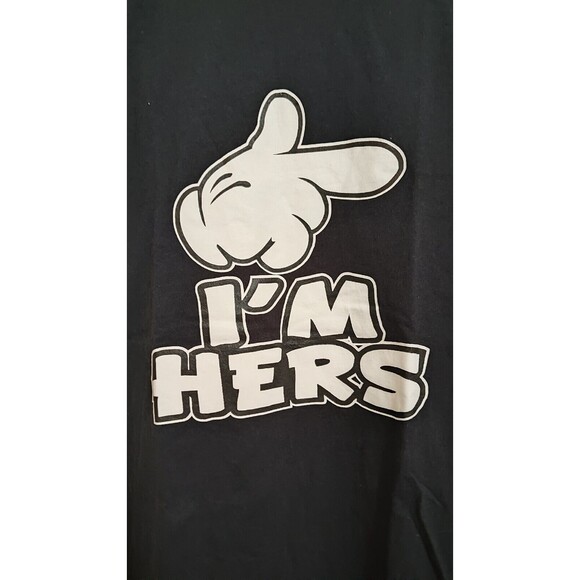 I'm Hers Men's Small T Shirt White Glove White Lettering Black Fast Shipping - Picture 6 of 14